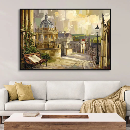 Oxford University Charm Living Room - Black Canvas Wall Art