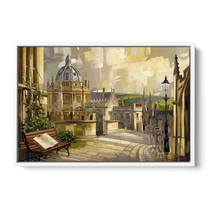 Oxford University Charm Front - White Canvas Wall Art