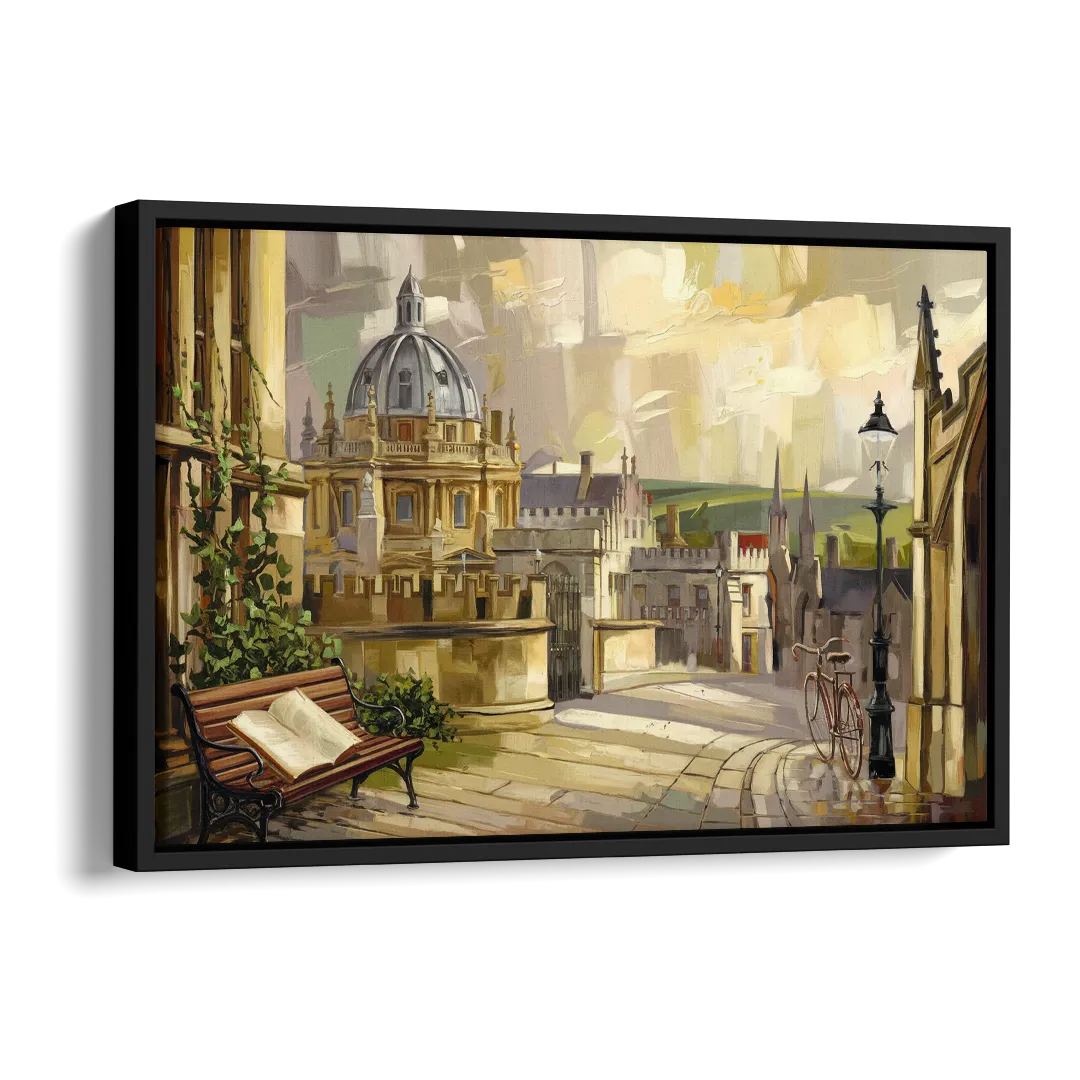 Oxford University Charm Side - Black Canvas Wall Art
