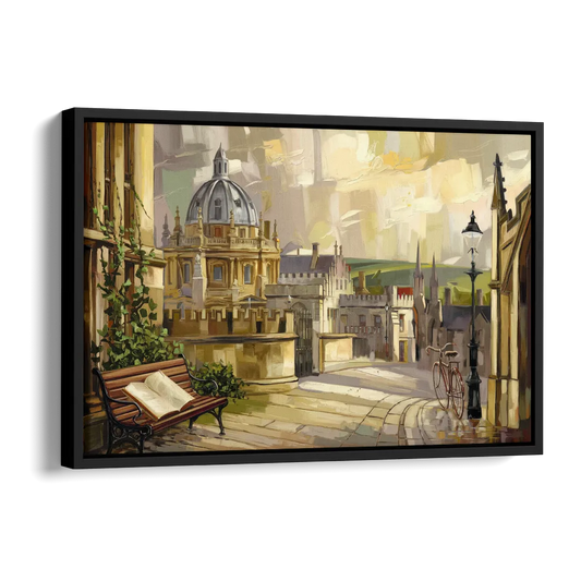 Oxford University Charm Side - Black Canvas Wall Art