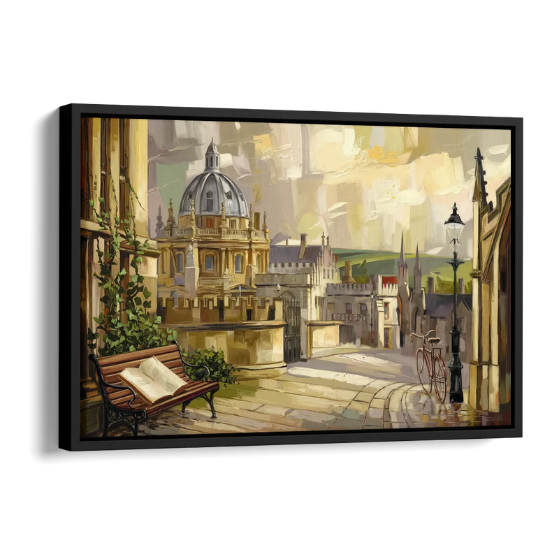 Oxford University Charm Side - Black Canvas Wall Art