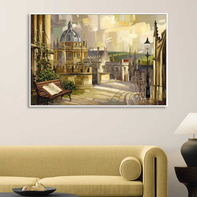 Oxford University Charm Sitting Room - White Canvas Wall Art