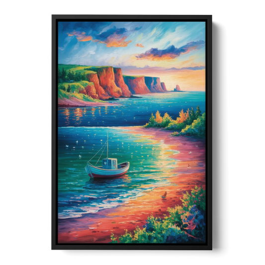 PEI Coastal Charm - Black Framed Canvas Wall Art - Front