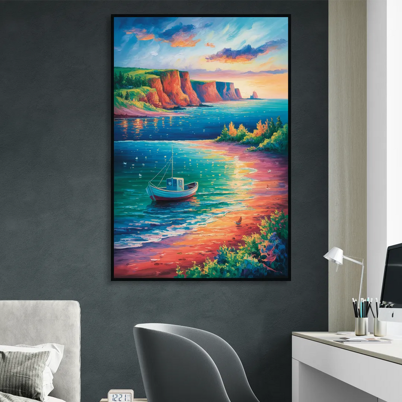 PEI Coastal Charm Sitting Room - Black Canvas Wall Art