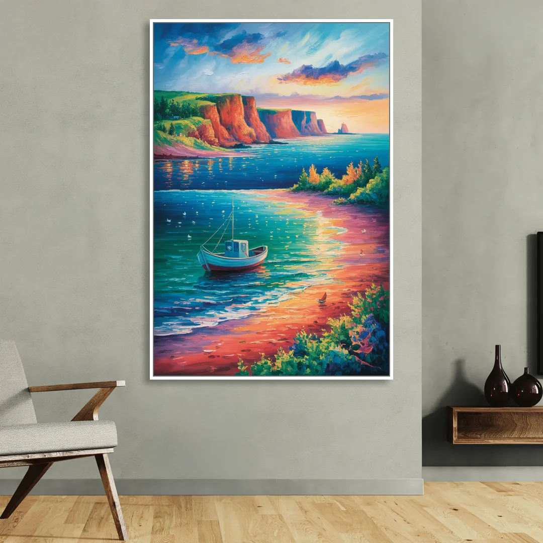 PEI Coastal Charm Sitting Room - White Canvas Wall Art