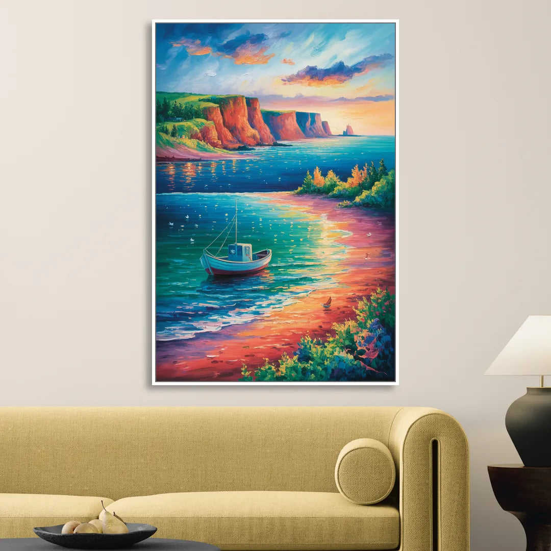 PEI Coastal Charm Living Room - White Canvas Wall Art