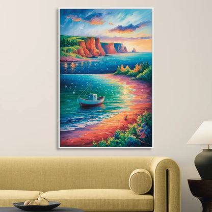 PEI Coastal Charm Living Room - White Canvas Wall Art