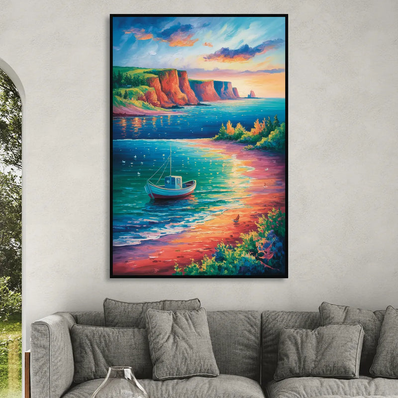 PEI Coastal Charm Living Room - Black Canvas Wall Art