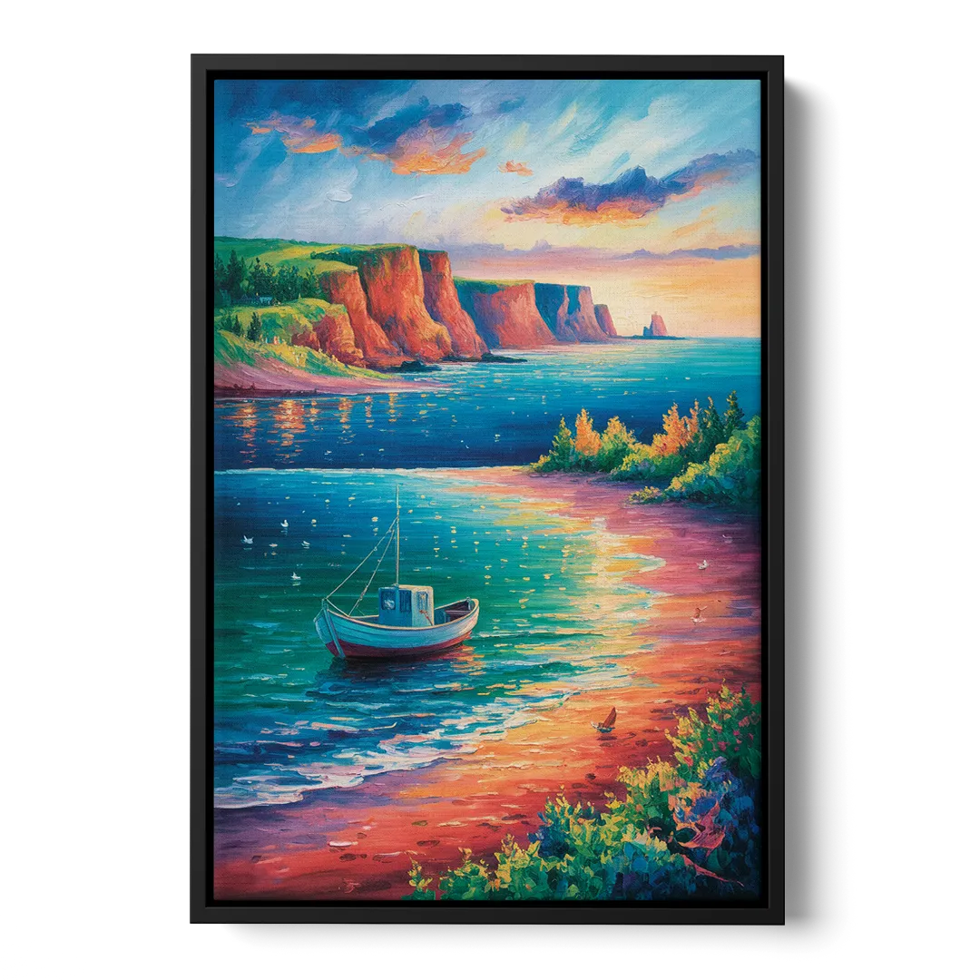 PEI Coastal Charm Front - Black Canvas Wall Art