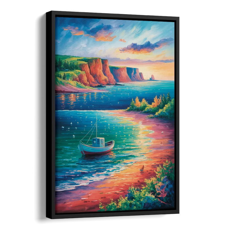 PEI Coastal Charm Side - Black Canvas Wall Art