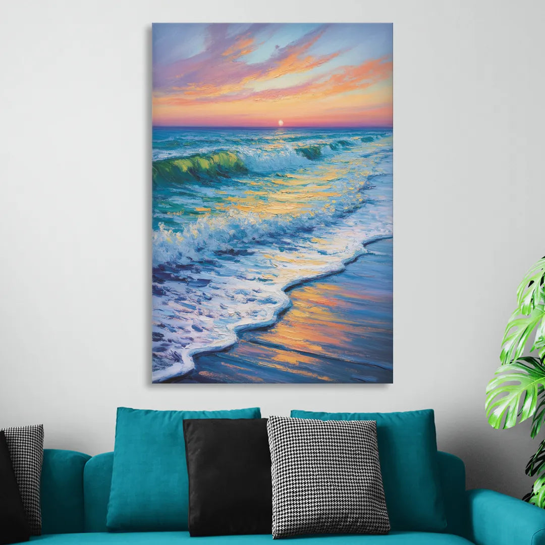 Pacific Shores Sunset Sitting Room - Canvas Wall Art