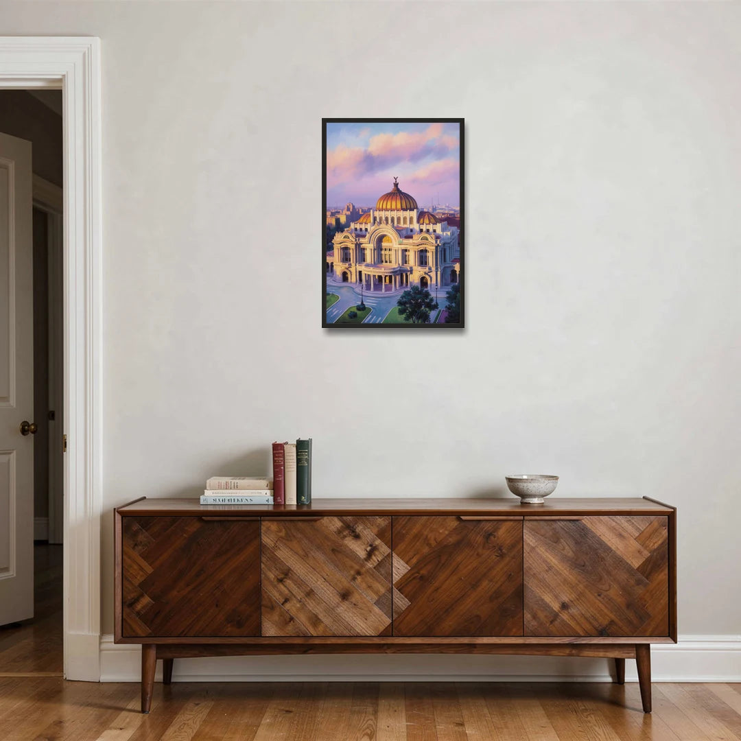 Palacio de Bellas Artes - Black Framed Canvas Wall Art - Coffee Table - 20x30