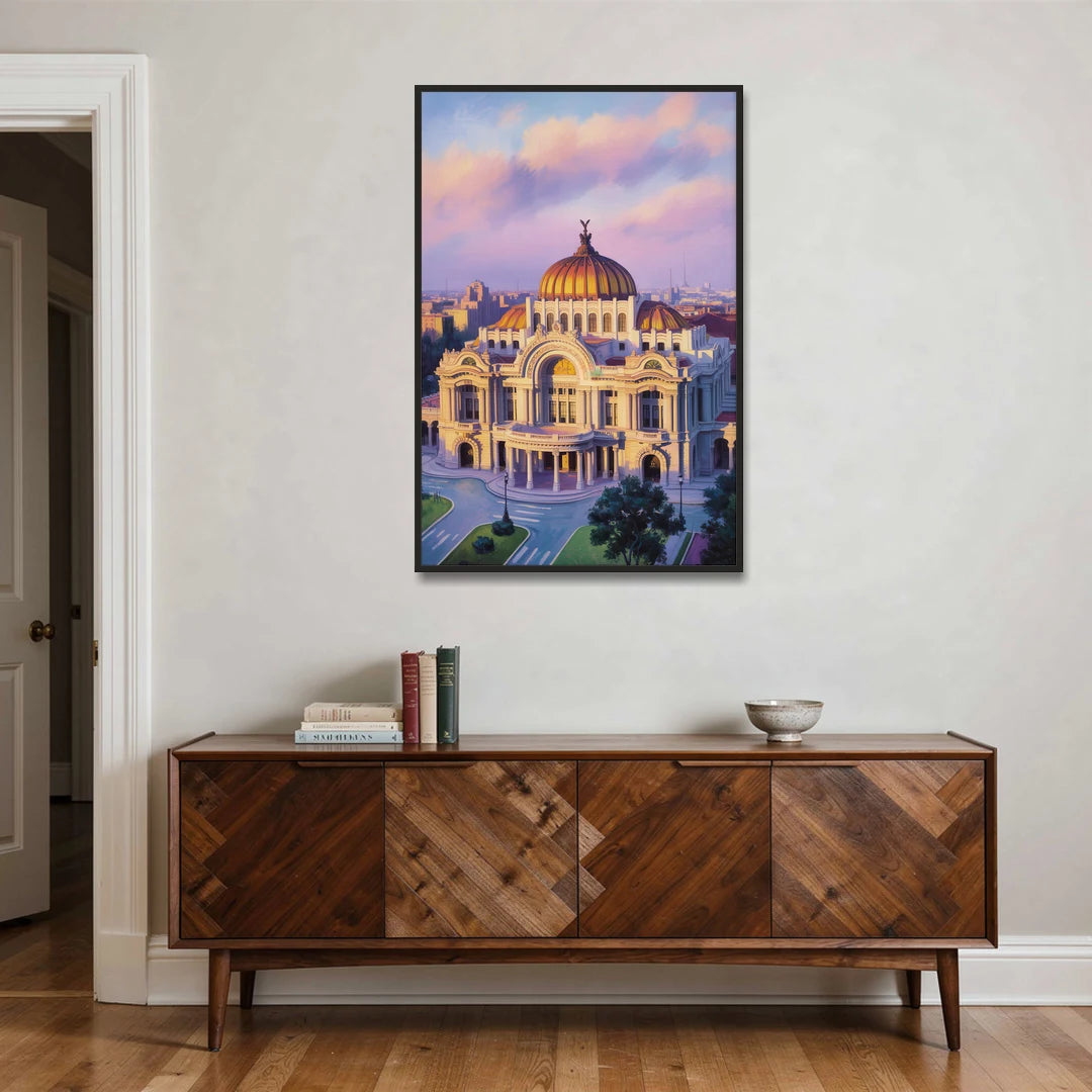 Palacio de Bellas Artes - Black Framed Canvas Wall Art - Coffee Table - 32x48