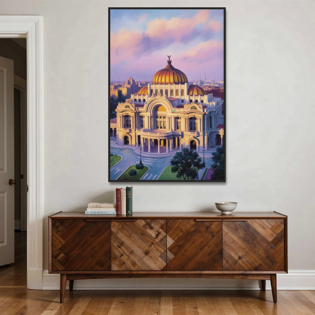 Palacio de Bellas Artes - Black Framed Canvas Wall Art - Coffee Table - 40x60