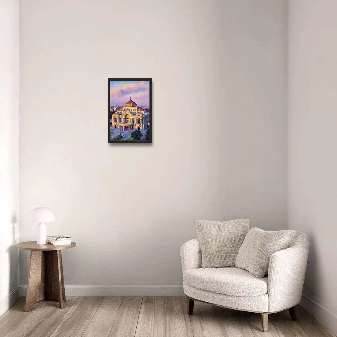 Palacio de Bellas Artes - Black Framed Canvas Wall Art - Sofa - 12x18