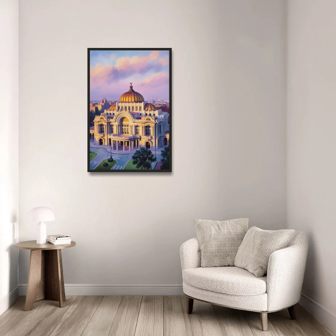Palacio de Bellas Artes - Black Framed Canvas Wall Art - Sofa - 24x36