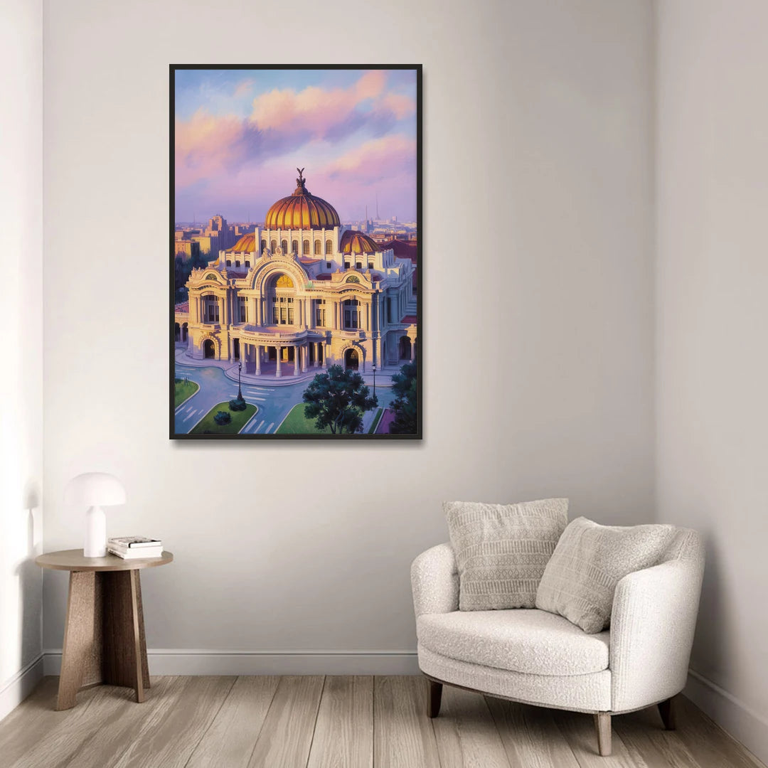 Palacio de Bellas Artes - Black Framed Canvas Wall Art - Sofa - 32x48