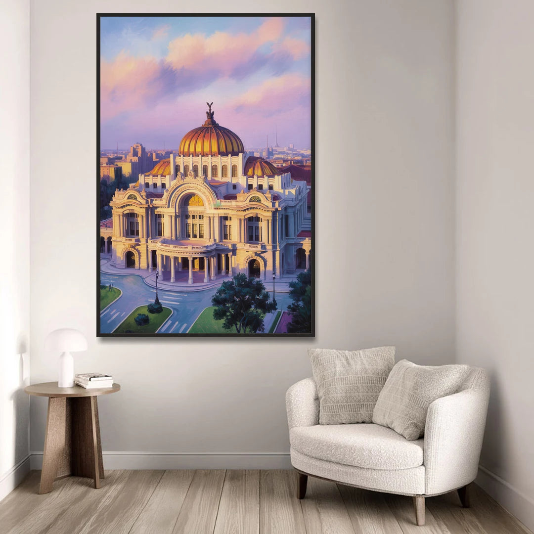 Palacio de Bellas Artes - Black Framed Canvas Wall Art - Sofa - 40x60