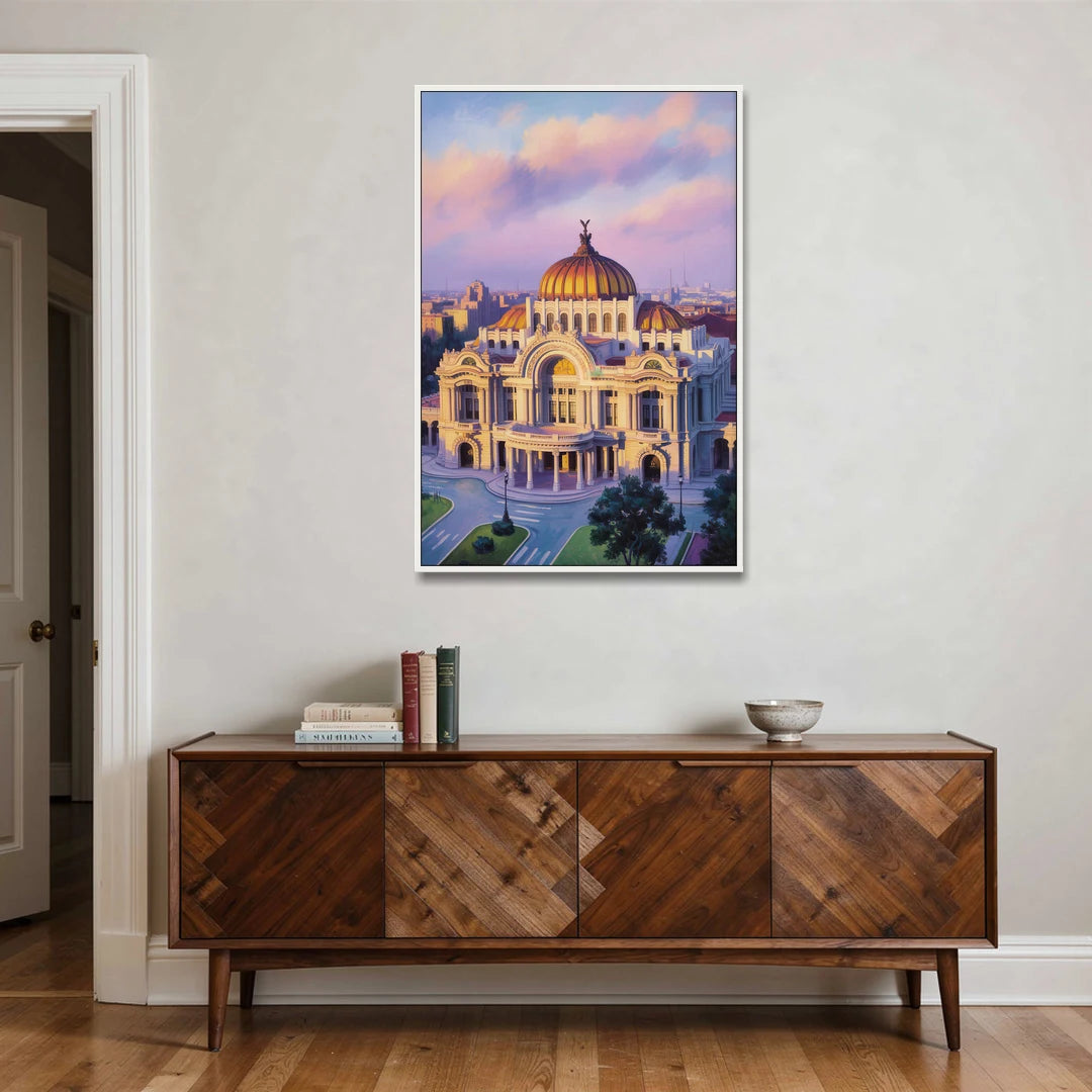 Palacio de Bellas Artes - White Framed Canvas Wall Art - Coffee Table - 32x48