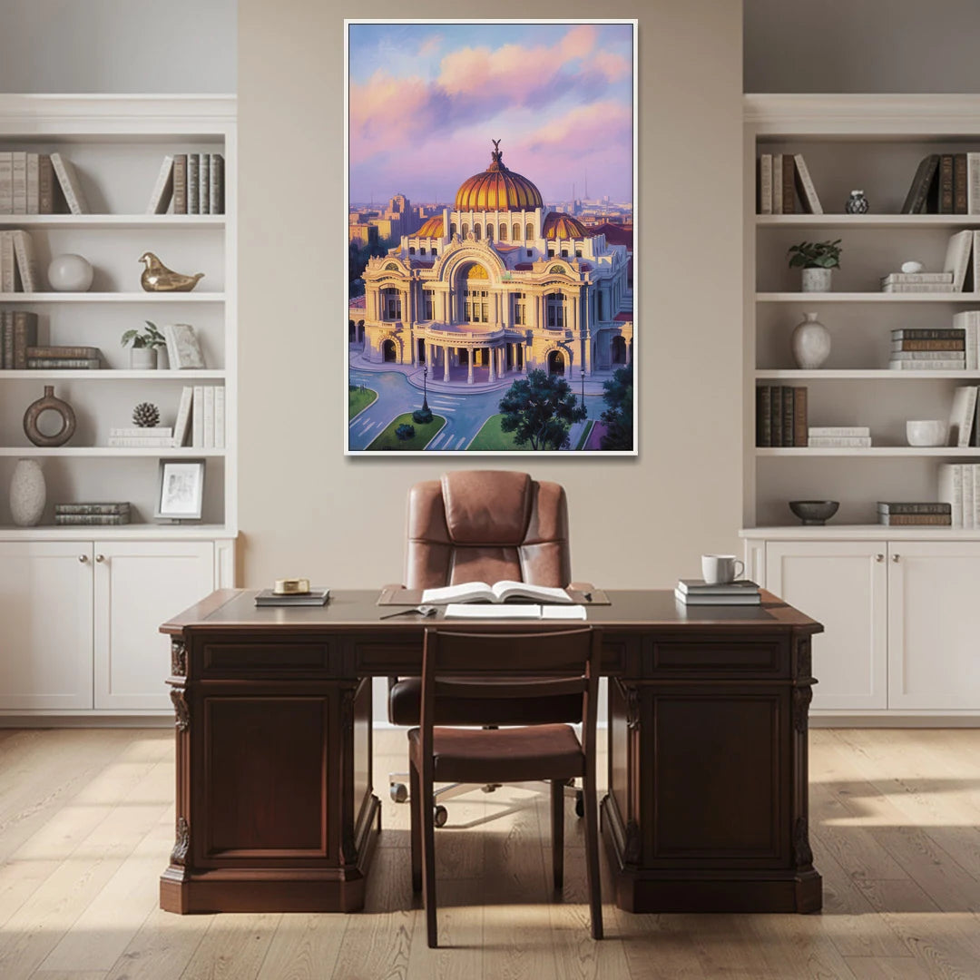 Palacio de Bellas Artes - White Framed Canvas Wall Art - Office - 40x60