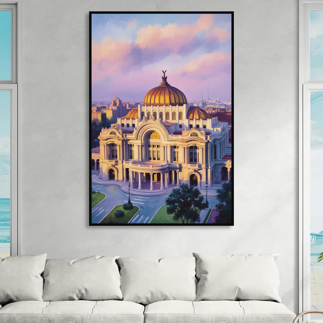 Palacio de Bellas Artes Sitting Room - Black Canvas Wall Art