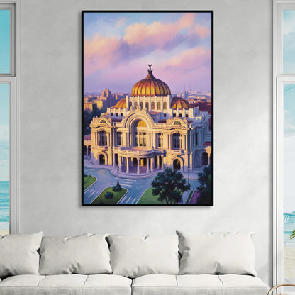 Palacio de Bellas Artes Sitting Room - Black Canvas Wall Art