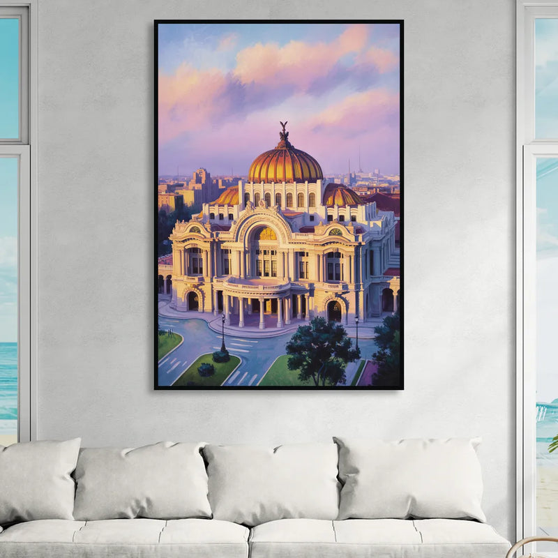 Palacio de Bellas Artes Sitting Room - Black Canvas Wall Art