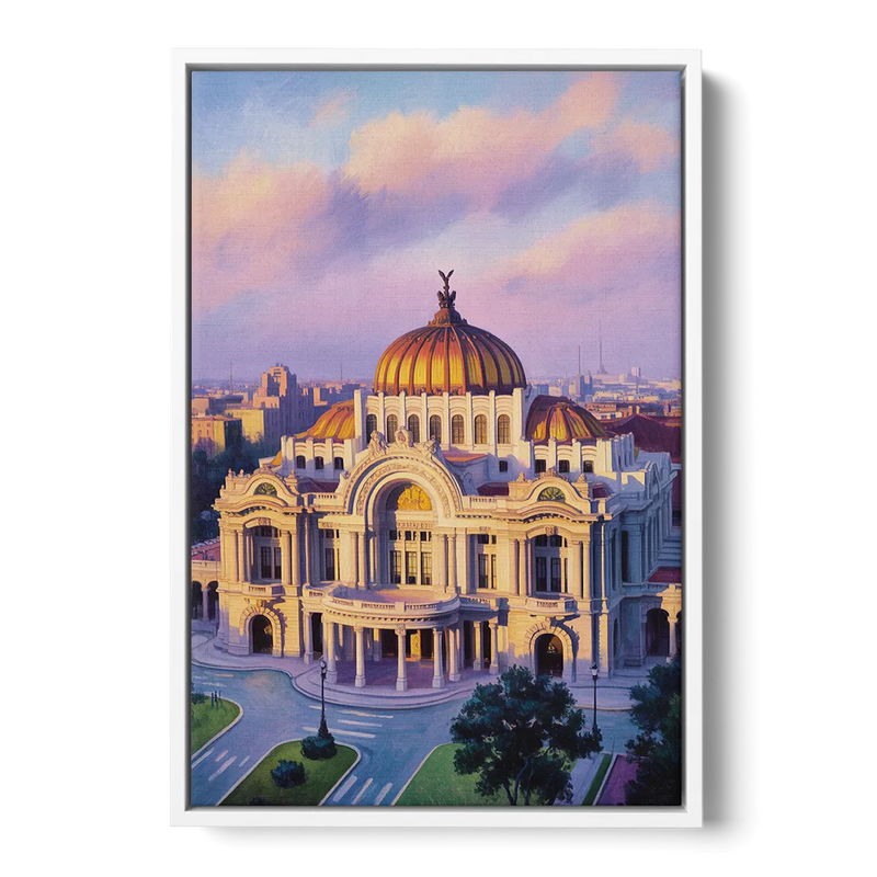 Palacio de Bellas Artes Front - White Canvas Wall Art