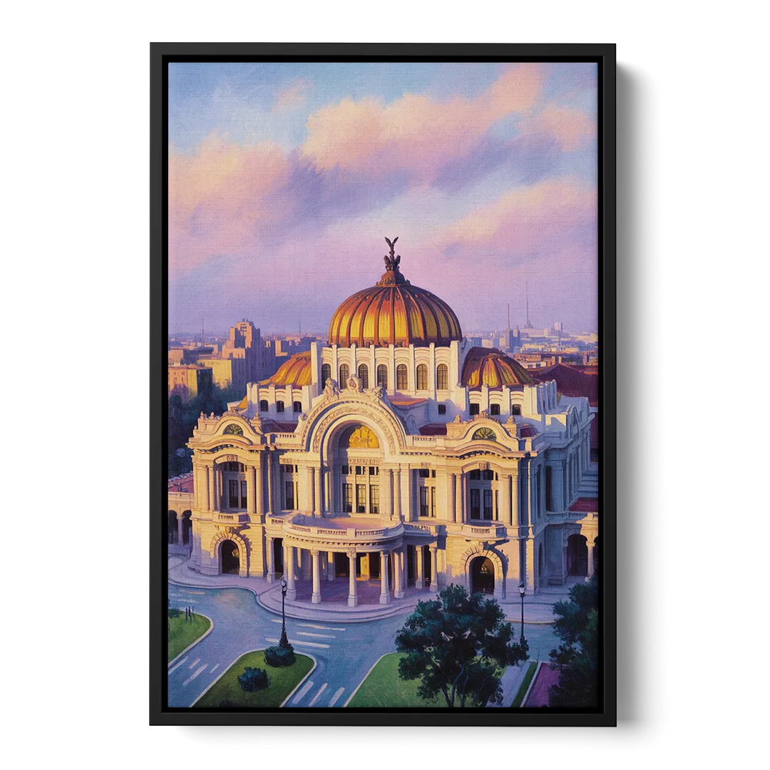 Palacio de Bellas Artes Front - Black Canvas Wall Art
