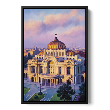 Palacio de Bellas Artes Front - Black Canvas Wall Art