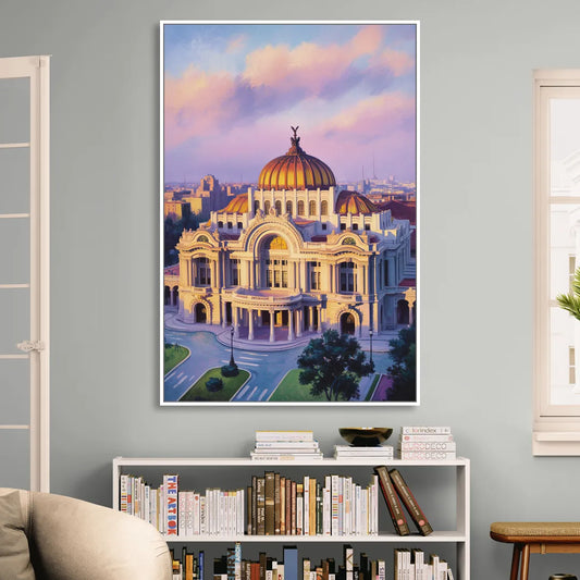 Palacio de Bellas Artes Living Room - White Canvas Wall Art