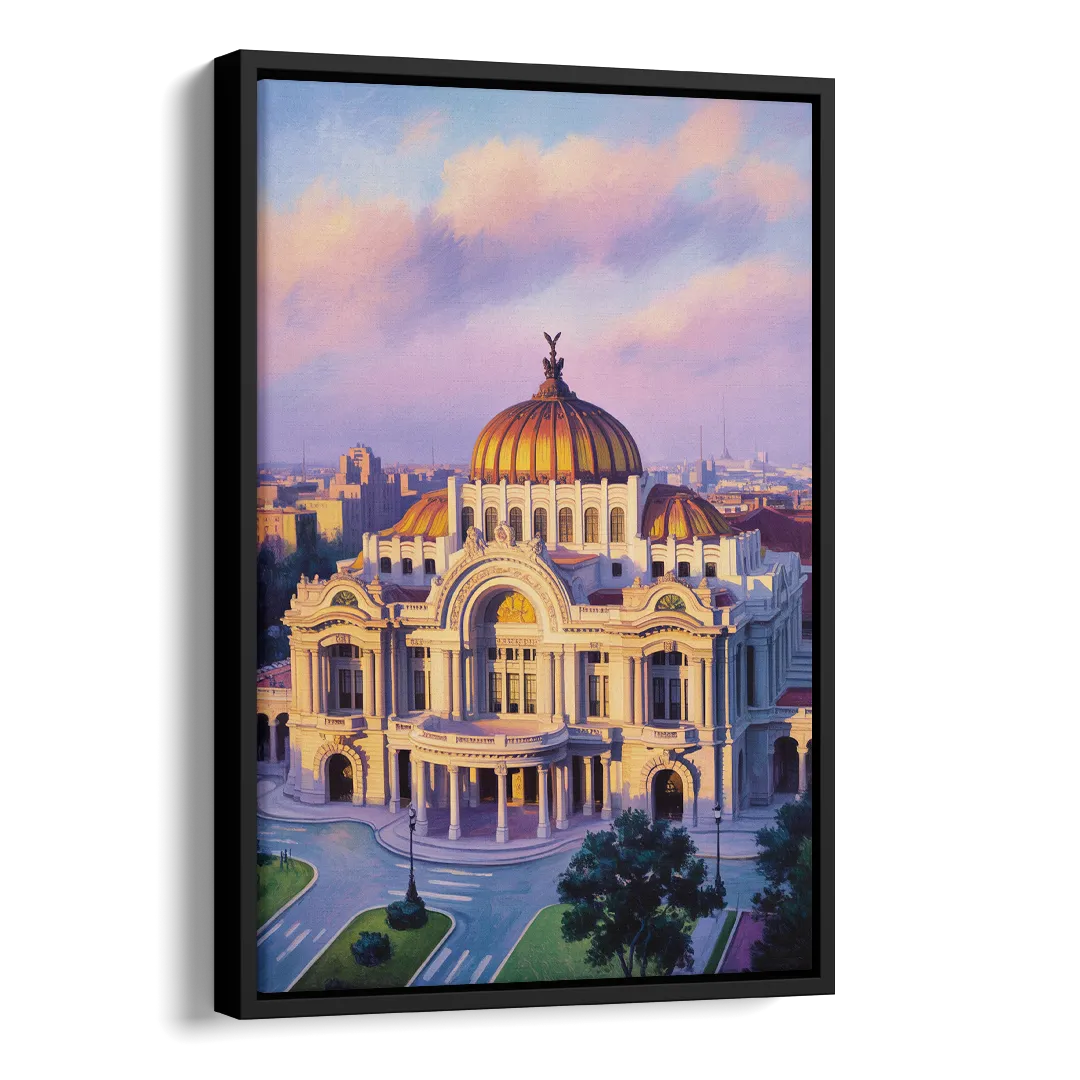 Palacio de Bellas Artes Side - Black Canvas Wall Art
