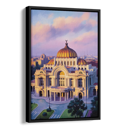 Palacio de Bellas Artes Side - Black Canvas Wall Art