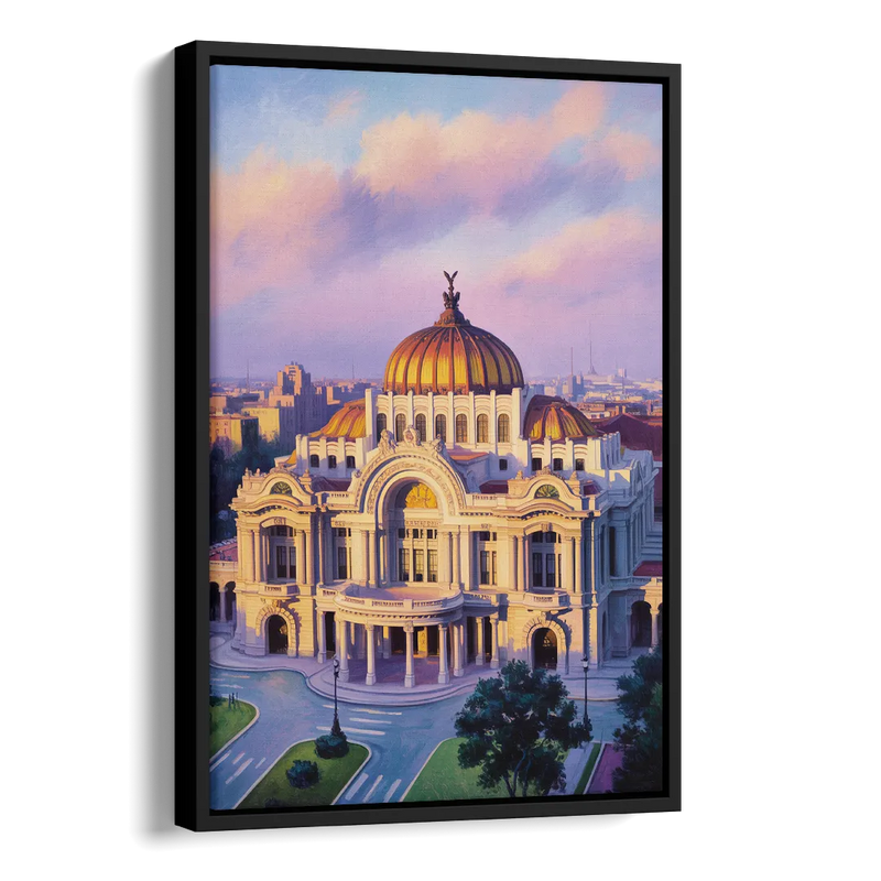 Palacio de Bellas Artes Side - Black Canvas Wall Art