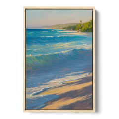 Palancar Beach Waters - Oak Framed Canvas Wall Art - Front