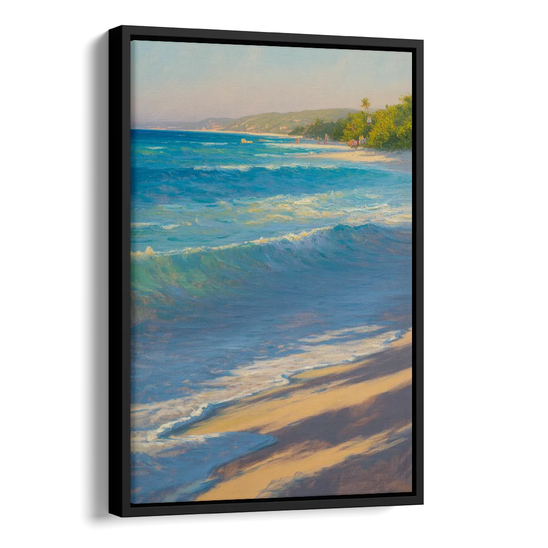 Palancar Beach Waters Side - Black Canvas Wall Art