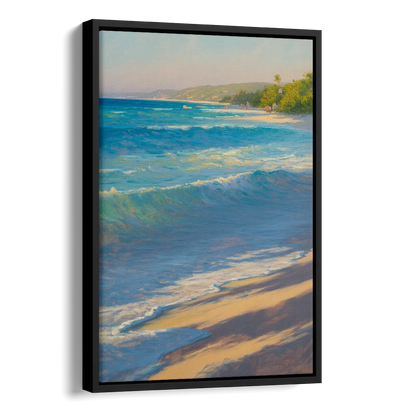 Palancar Beach Waters Side - Black Canvas Wall Art
