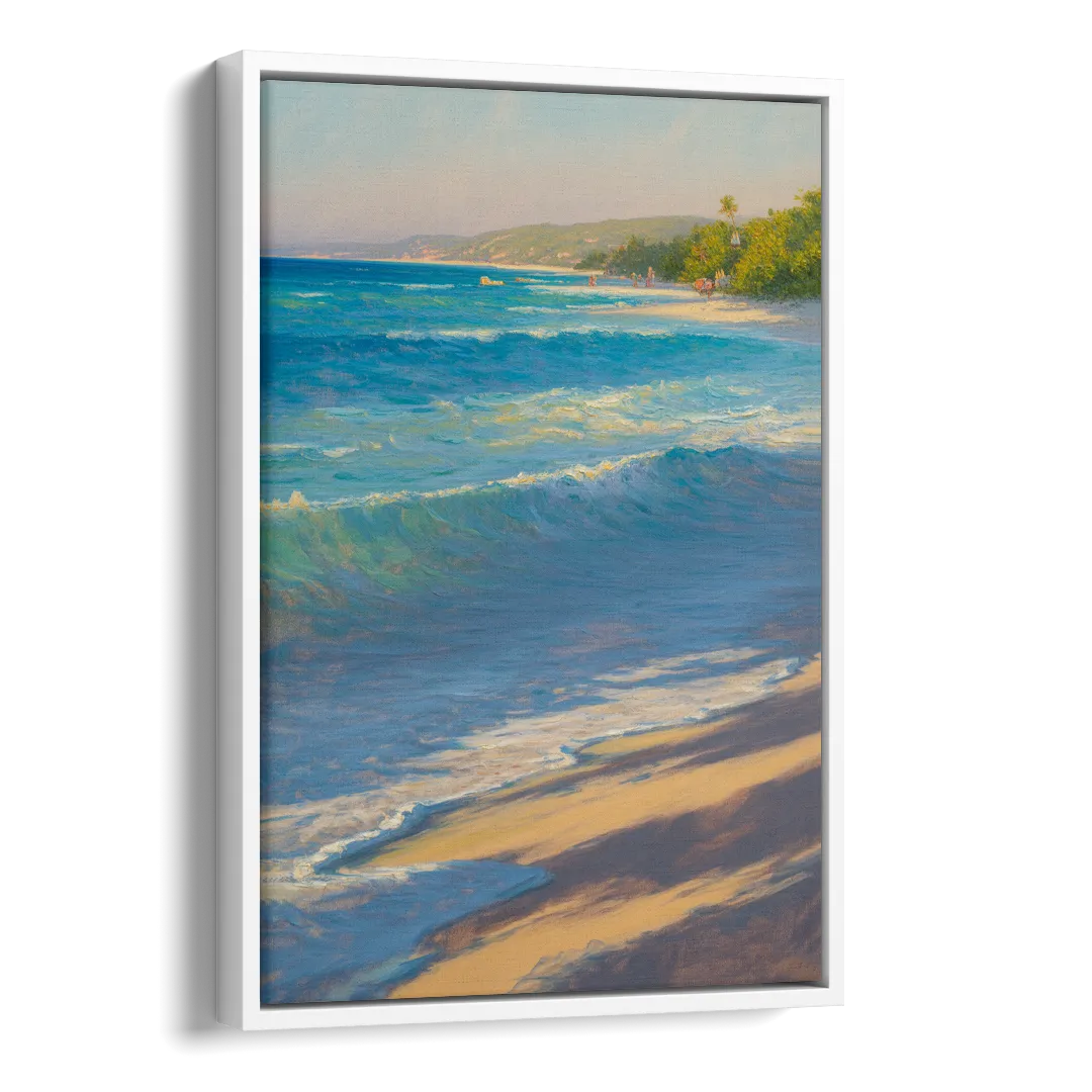 Palancar Beach Waters Side - White Canvas Wall Art