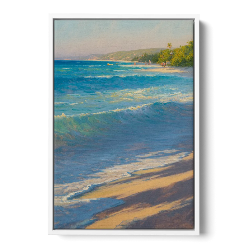 Palancar Beach Waters Front - White Canvas Wall Art