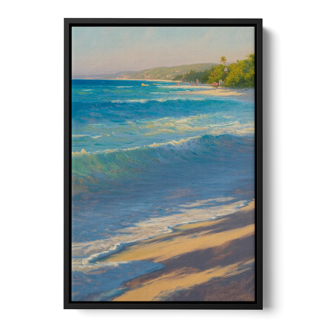 Palancar Beach Waters Front - Black Canvas Wall Art