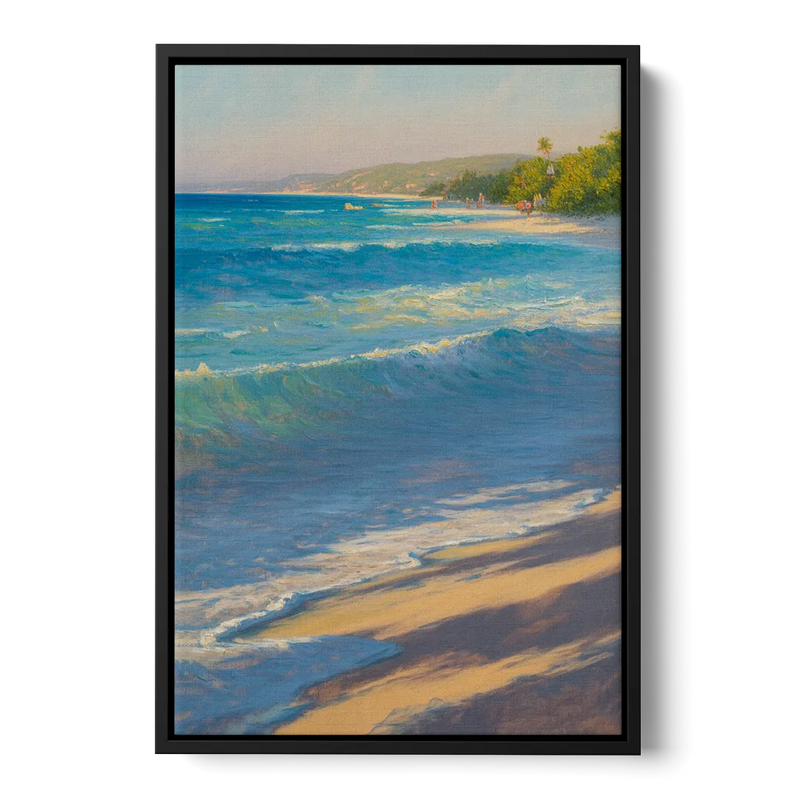 Palancar Beach Waters Front - Black Canvas Wall Art