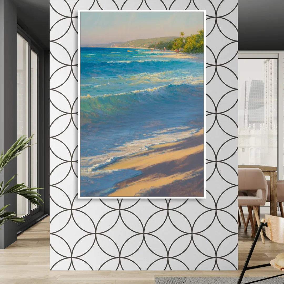 Palancar Beach Waters Living Room - White Canvas Wall Art