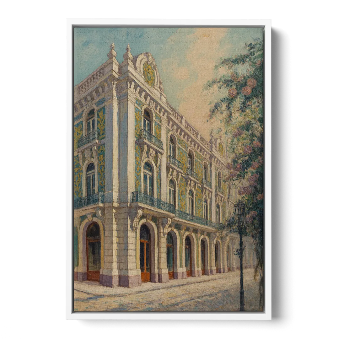 Palácio da Bolsa Elegance Front - White Canvas Wall Art