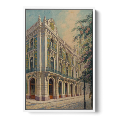 Palácio da Bolsa Elegance Front - White Canvas Wall Art