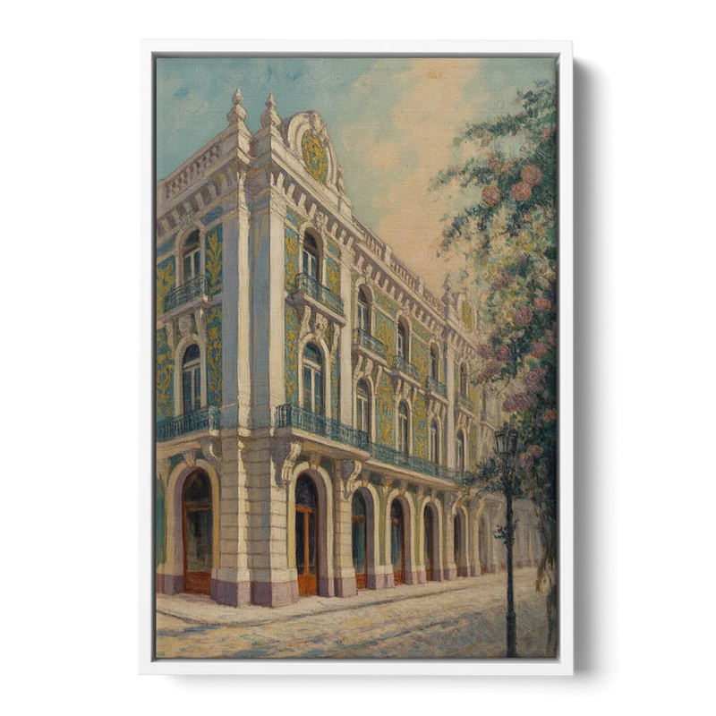 Palácio da Bolsa Elegance Front - White Canvas Wall Art