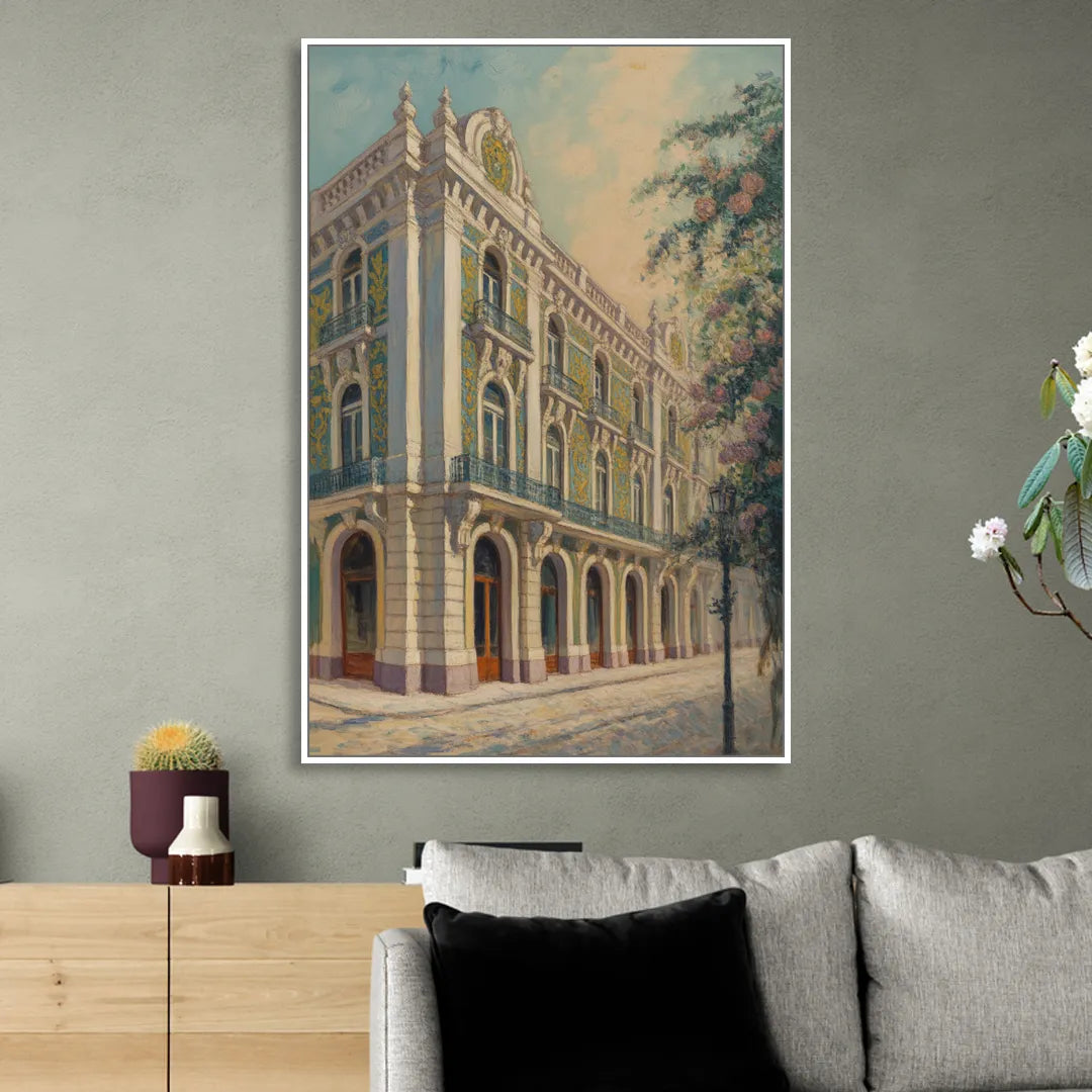 Palácio da Bolsa Elegance Living Room - White Canvas Wall Art