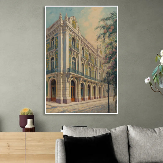 Palácio da Bolsa Elegance Living Room - White Canvas Wall Art