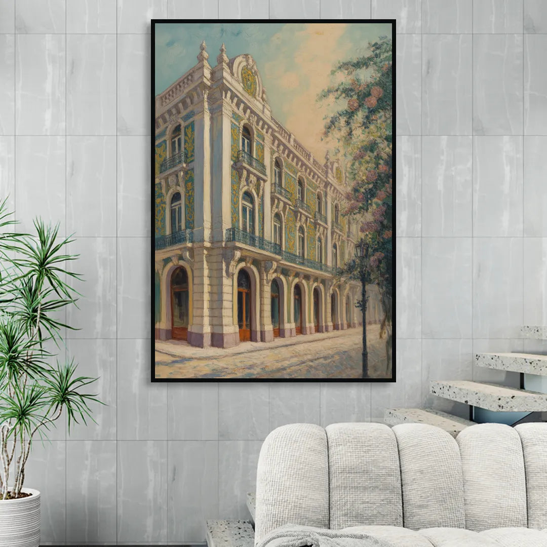 Palácio da Bolsa Elegance Sitting Room - Black Canvas Wall Art