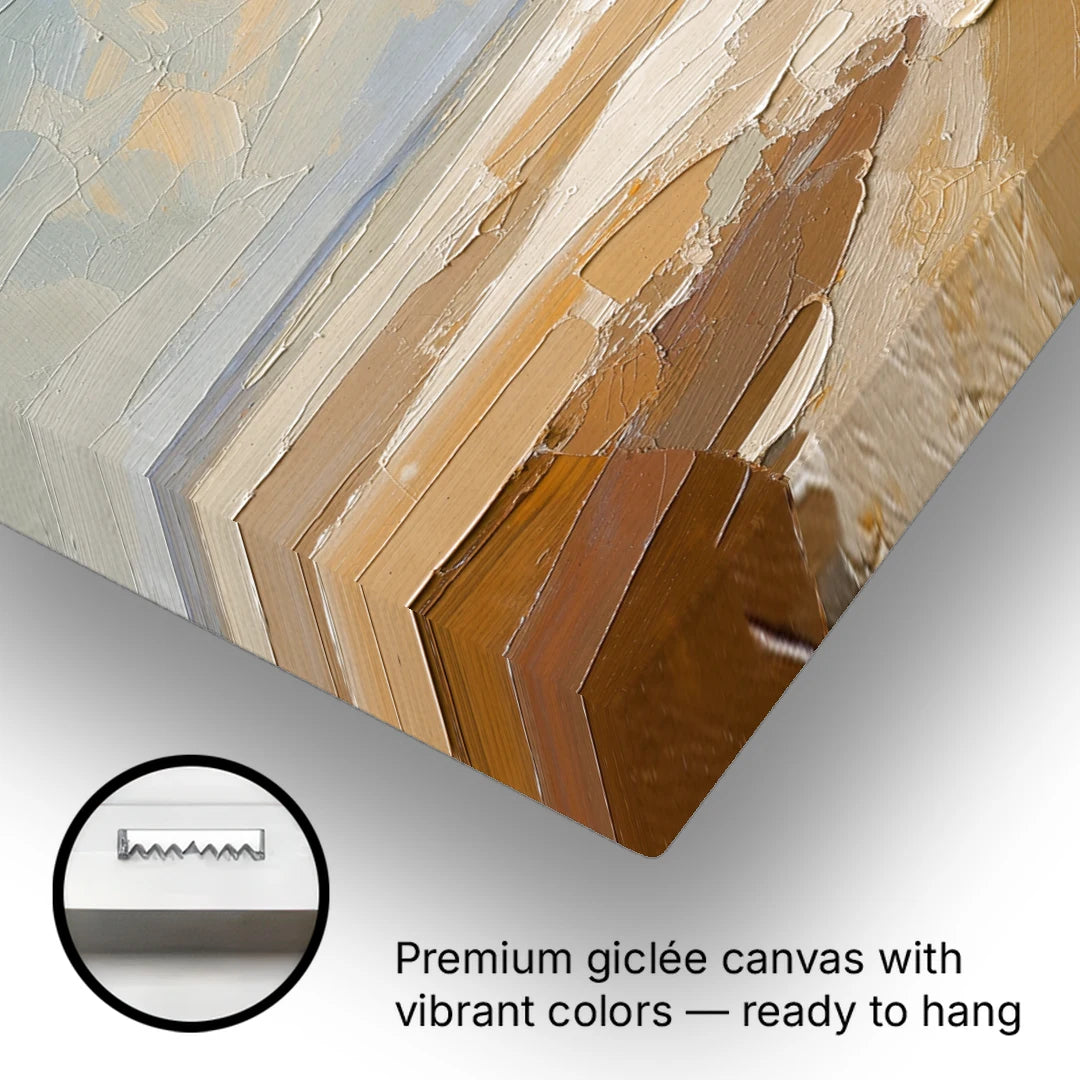 Pale Sun Over Sand Plain in Plaster Texture - Canvas Wall Art - Gallery Wrap Corner