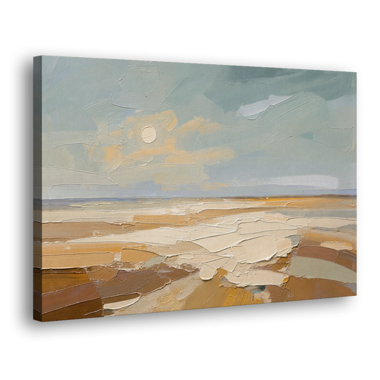 Pale Sun Over Sand Plain in Plaster Texture - Canvas Wall Art - Side